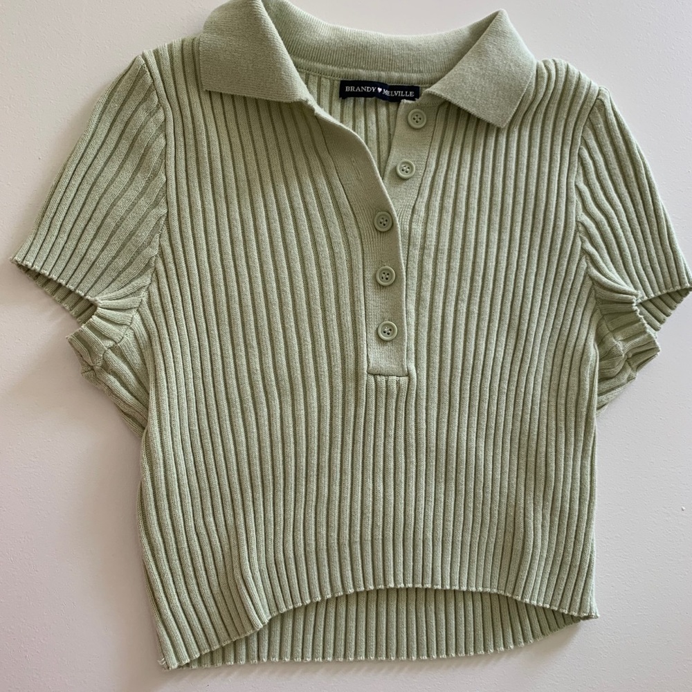 Brandy Melville Green Collared Shirt